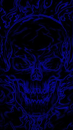 a blue skull on a black background