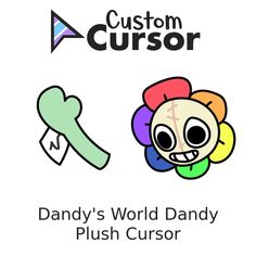 an image of a cartoon character with the words, dandy's world dandy plush