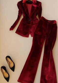 Ladies Velvet Coat Formal Pants Suits Blazer Jacket Business Work Suit Set New | eBay Formal Pant Suits, Gala Outfit, Formal Pants, Velvet Coat, Work Suits, Red Suit, Business Work, Pant Suit, Midi Skirts