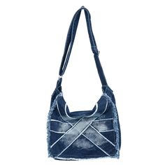 45294577909981 Denim Hobo Shoulder Bag With Adjustable Strap, Denim Blue Canvas Crossbody Bag, Denim Blue Canvas Hobo Bag For Daily Use, Denim Blue Cotton Crossbody Shoulder Bag, Dark Wash Canvas Shoulder Bag For Daily Use, Daily Use Dark Wash Canvas Shoulder Bag, Bag Jeans, Bag Y2k, Tie Dye Denim