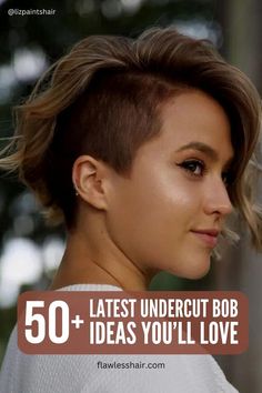 The undercut bob is a bold, edgy hairstyle, but did you know it can also be cute and pretty? Check out the many ways to wear this popular haircut. Undercut Bob Haircut, Undercut Hairstyles Women, Undercut Bob, Shaved Undercut, Pixie Bob Haircut, Undercut Women, Edgy Haircuts, Short Hair Undercut, Edgy Short Hair