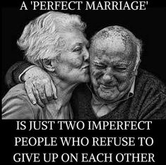 an older couple kissing each other in front of a black background with the quote love at first sight is easy to understand