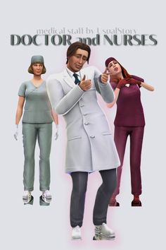 the doctor and nurses are standing next to each other in front of a white background