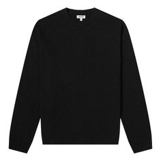 Men's KENZO Solid Color Round Neck Long Sleeves Pullover Black F965PU2043BA-99 Classic Black Crew Neck Sweater, Classic Black Crew Sweater, Classic Black Sweatshirt, Classic Sweater With Ribbed Collar For Streetwear, Classic Ribbed Collar Sweater For Streetwear, Black Pullover, Stylish Sneakers, Long Sleeve Pullover, Perfect Pair