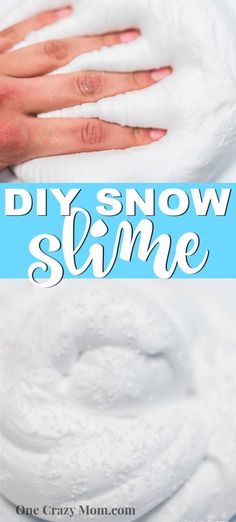 someone is washing their hands on a white towel with the words diy snow slime