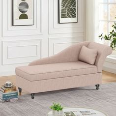 a living room scene with focus on the chaise