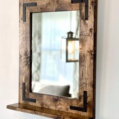 Lulight - Etsy Farmhouse Mirror, Deep Shelf, Wood Frame Mirror, Shelf Farmhouse, Distressed Mirror, Industrial Mirrors, Farmhouse Mirrors, Entryway Mirror