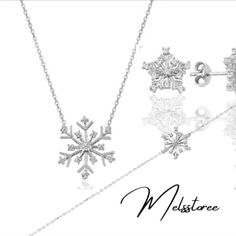 925 Sterling Silver Shimmering Snowflake Dangle Charm, CZ Crystals, Snowflake Bracelet Earrings, Necklace Set Christmas Gifts ~SNOWFLAKES SET~ DESCRIPTION & DETAILS  Bold and elegant, these set are a modern interpretation of a classic design. ~ Materials: 925 Sterling Silver        ERRINGS     ~ Diameter: 11.0 mm ( 0.43 inch) ~ Thick: 2.1 mm (  0.08   nch) ~ Weight:   1.0 gr ~ Color: Silver          BRACELET ~ Diameter: 13.2 mm (  0.52  inch) ~ Thick:  1.8  mm (  0.07   nch) ~ Weight:  1.2  gr ~ Fine Jewelry Snowflake Cubic Zirconia, Snowflake Cubic Zirconia Jewelry For Anniversary, Cubic Zirconia Snowflake Jewelry For Anniversary, Snowflake Shaped Cubic Zirconia Fine Jewelry, Elegant Silver Holiday Jewelry, Anniversary Snowflake Cubic Zirconia Jewelry, Formal Christmas Snowflake Jewelry, Sterling Silver Snowflake Jewelry For Anniversary, Cubic Zirconia Jewelry For Christmas Anniversary