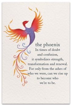 a card with an image of a bird and the words, the phoenix in