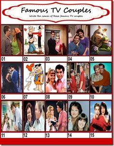 the famous tv couples are featured in this calendar for each family member and their age