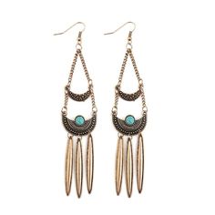 Earring Type: Drop Earrings Fine or Fashion: Fashion Item Type: Earrings Shape\pattern: Geometric Style: Bohemia Material: Stone Metals Type: Zinc Alloy Earrings Native American, Earrings Moon, Feather Headdress, Aqua Shoes, Earring Type, American Jewelry, Native American Jewelry, Shape Pattern, Shape Patterns