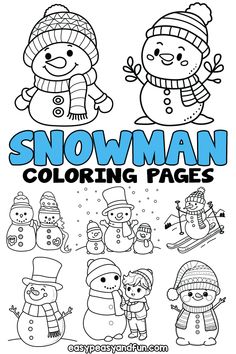 snowman coloring pages for kids to color and play in the snow with their friends