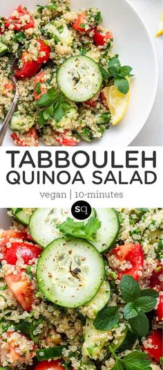 tabbouleh quinoa salad with cucumbers and tomatoes