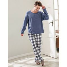 Pajama Set Men’s Cotton Long Sleeve Two Piece Plaid Sleepwear Lounge Size: M | Alwyn Home RH Men’S Cotton Long Sleeve Two Piece Plaid Pyjama Set Sleepwear Lounge Polyester | 34 H x 44 W in | Wayfair Pajama Set Men, Plaid Pyjama, Plaid Pjs, Mens Flannel Pajamas, Flannel Pajama Sets, Mens Sleepwear, Plaid Pajamas, Fleece Pajamas, Mens Flannel