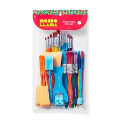 an assortment of colorful toothbrushes in a package