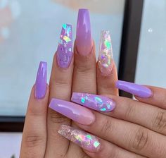 Discovered by 𝓘𝓶.𝓐𝓷𝓰𝓮𝓵𝓪. Find images and videos about nails and purple on We Heart It - the app to get lost in what you love. Ombre Acrylic Nails, Her Nails, Acrylic Nails Coffin, Coffin Nails Designs, Dope Nails