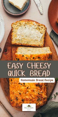 an easy cheesy quick bread recipe on a cutting board