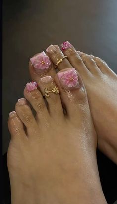 Gel Toe Nails, Pretty Toe Nails, Short Square Acrylic Nails, Unique Acrylic Nails, Bling Acrylic Nails, Short Acrylic Nails Designs, Pink Acrylic Nails