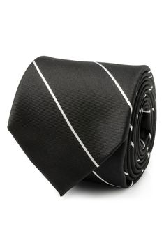 Slim, white stripes angled against inky-black silk distinguish a tie that looks smart in any formal setting. 3" width; 59" length 100% silk Dry clean Imported Fitted Striped Ties For Black Tie Events, Elegant Striped Ties For Office, Classic Striped Tie For Black Tie Events, Classic Striped Tie For Black Tie Occasions, Classic Striped Ties For Black Tie Events, Modern Black Suit And Tie Accessories For Formal Occasions, Elegant Striped Ties For Work, Elegant Black Suit And Tie Accessories For Office, Classic Pinstripe Ties For Formal Occasions