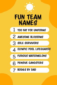 Fun team names and memes.