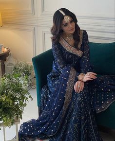 Navy Blue Desi Outfit, Anarkali Frock, Desi Fits, Indian Bridesmaid Dresses, Indian Bride Outfits, Bridal Dresses Pakistan, Pakistani Wedding Outfits, Pakistani Fashion Party Wear