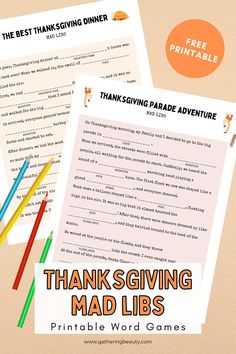 Thanksgiving Mad Libs, Free Printable Mad Libs, Family Laughing, Mad Libs, Thanksgiving Break, Printable Thanksgiving, Weaving Tutorial