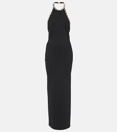 Globe Embellished Halterneck Dress in Black - Galvan | Mytheresa Luxury Gowns, Jacquemus Dress, Chiffon Beach Dress, Galaxy Dress, Ganni Dress, Sack Dress, Victoria Beckham Dress, Alexander Mcqueen Dresses, Designer Maxi Dress