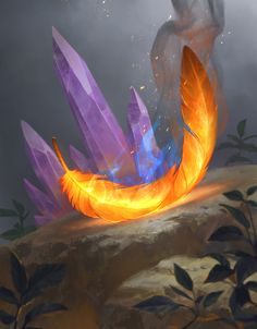 an artistic painting of fire and water on the ground