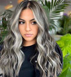 Gray And Silver Highlights, White Hair Highlights, Grey Hair Journey, Haircuts For Long Hair With Layers, Silver Highlights, Blending Gray Hair, Ash Blonde Hair