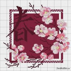 a cross stitch pattern with flowers on it