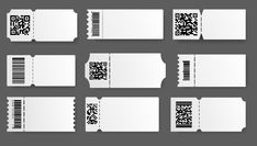 six white tickets with qr code on them