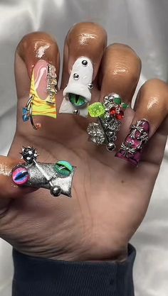 Medium Junk Nails, Aniyah Core, Acrylic Nails Short Square, Acrylic Nails Short, Nails Short Square, Junk Nails, Duck Nails, Hard Nails