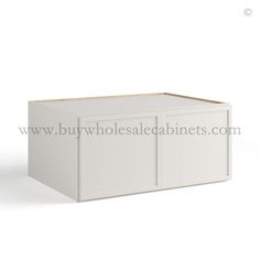 a white cabinet with two doors and drawers