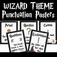 wizard theme puncturion posters with question marks on them for kids to use