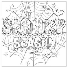 an adult coloring page with the words scary season