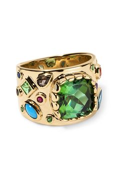 ADORE ADORN-Queen's Confetti Ring-YELLOW GOLD Confetti Ring, 14k Gold Ring, Green Tourmaline, Nothing More, One In A Million, Yellow Gold Rings, Bezel Setting, Need You, Just Because