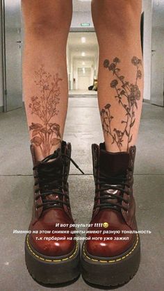 the legs and ankles of a person with tattoos on them