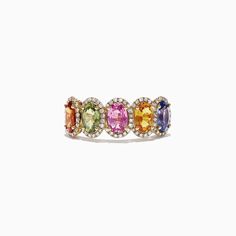 Effy Watercolors 14K Yellow Gold Multi-Sapphire Diamond Ring, 2.81 TCW Multicolor Sapphire Ring In Fine Jewelry Style, Multicolor Oval Sapphire Ring With Diamonds, Multicolor Oval Sapphire Ring, Sea Stars, Multi Sapphire, Effy Jewelry, Sapphire Diamond Ring, Yellow Stone, Jewel Box