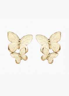 Luxury Hair Accessories, Jennifer Behr, Gold Clips, Luxury Hair, Gold Butterfly, Butterfly Garden, Butterfly Earrings, Post Earrings, Wedding Accessories