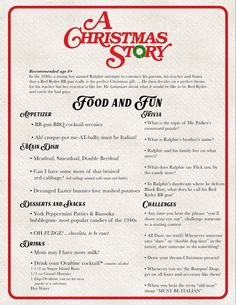 a christmas story food and fun menu