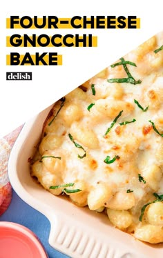 the cover of four cheese gnocchi bake