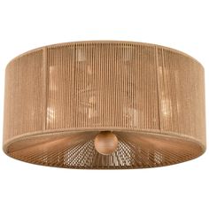 a light fixture with a brown shade on the top and bottom part of it's drum