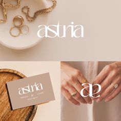 two images with the words astra and gold rings on them