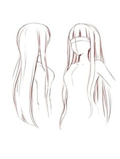 a drawing of two women with long hair