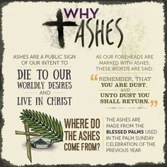 a poster with some words on it and a cross in the middle, which reads why ashes