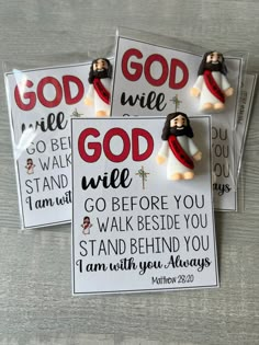 three stickers with the words god will be well written on them, and one is for