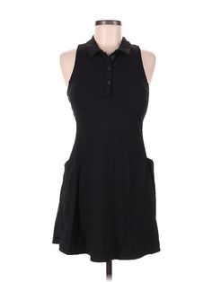 iuga Casual Dress Size: Medium Black Dresses - used. 85% NYLON, 15% SPANDEX, DropWaist, Collared, Solid, Short, Sleeveless | iuga Casual Dress - DropWaist: Black Solid Dresses - Used - Size Medium Black Stretch Sleeveless Casual Dress, Casual Black Stretch Dress, Black Stretch Casual Dress, Black Dresses Casual, Drop Waist, Solid Dress, Casual Dresses For Women, Casual Dress, Spandex