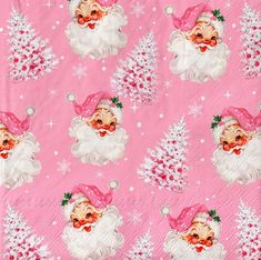 a pink napkin with santa claus on it