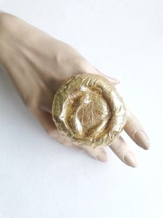 Statement Gold Ring, Brutalist Gold Ring, Round Big Ring, Pattern, Rough Contemporary, Artisan Ring, Huge Ring, Fashion, Jewelry, Unique - Etsy Bosnia and Herzegovina Hand Cast Open Dome Ring Gift, Gift Dome Ring Hand Cast Open Design, Gold Hand Cast Rings For Gifts, Hand Cast Gold Rings For Gift, Unique Handmade Dome Ring For Wedding, Artistic Handmade Gold Rings, Handmade Artistic Gold Rings, Handmade Open Dome Ring As Gift, Artistic Hand Cast Rings For Gifts