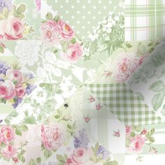 an abstract floral pattern with pink roses on green and white checkerboard background for wallpaper